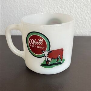 Vintage Federal Milk Glass O'Neill Fed Beef Advertising Coffee Mug